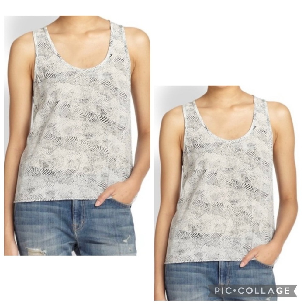 JOIE Women’s Black White CAVIAR 100% Silk KEYLEN Sleeveless Blouse Size Small